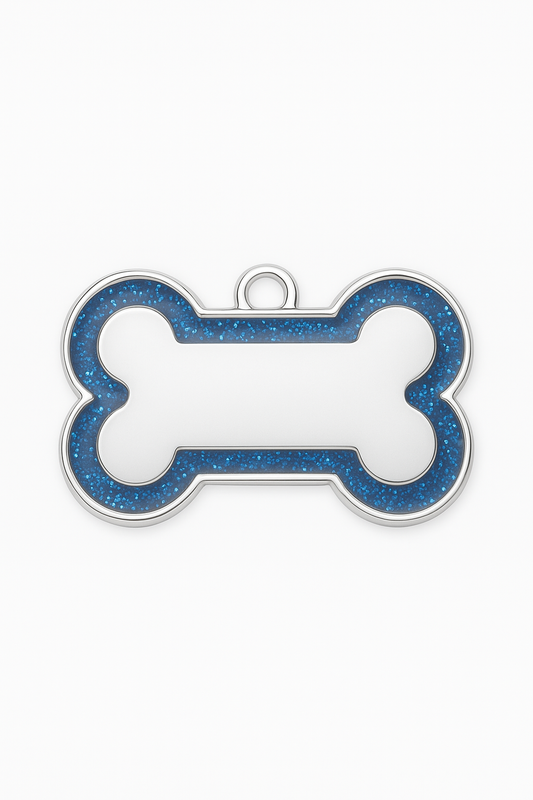 🐶 Hundeanhänger „Glitter Bone“ – Edle Glitzer-Knochenmarke mit Gravurfläche