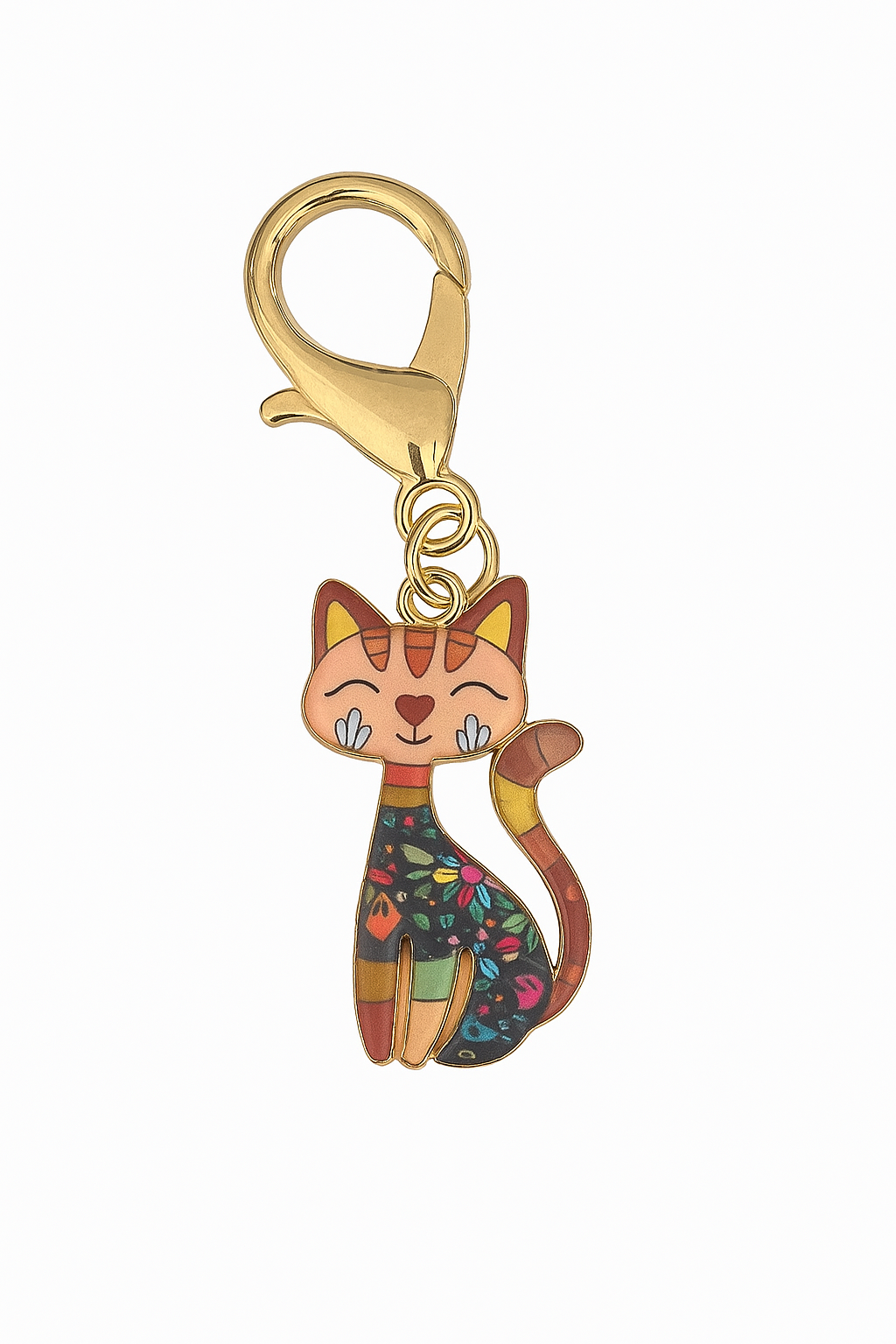 Bunter Katzen-Schlüsselanhänger – Emaille Design Accessoire