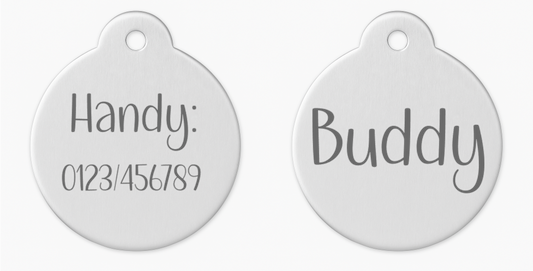 Personalisierter Hundeanhänger aus Aluminium – beidseitig gravierbar