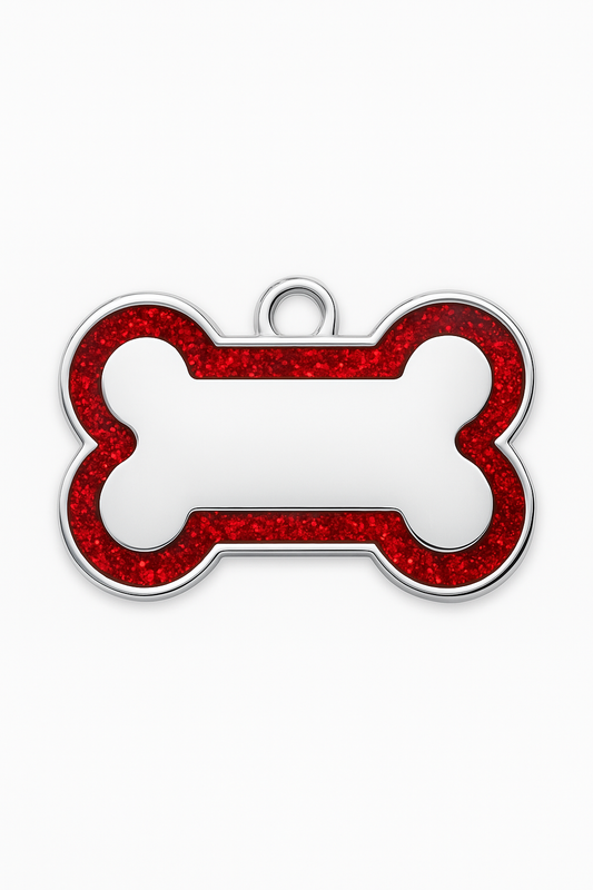 🐶 Hundeanhänger „Glitter Bone“ – Edle Glitzer-Knochenmarke mit Gravurfläche