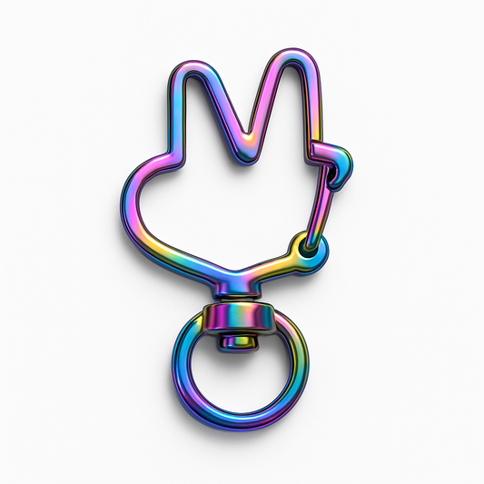 ❤️ Iridescent Bunny-Hand Anhänger – Karabiner Clip