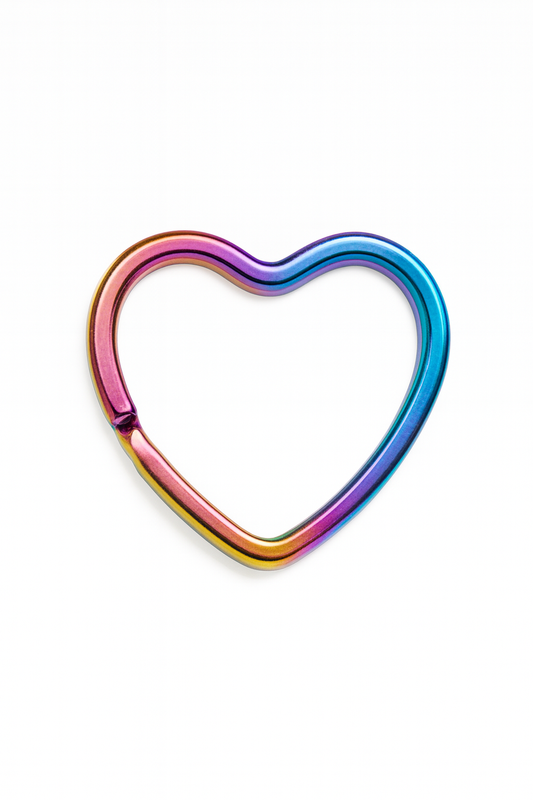 Iris Heart Karabiner – Regenbogenfarbener Herz-Anhänger für Schlüssel, Taschen & DIY Projekte