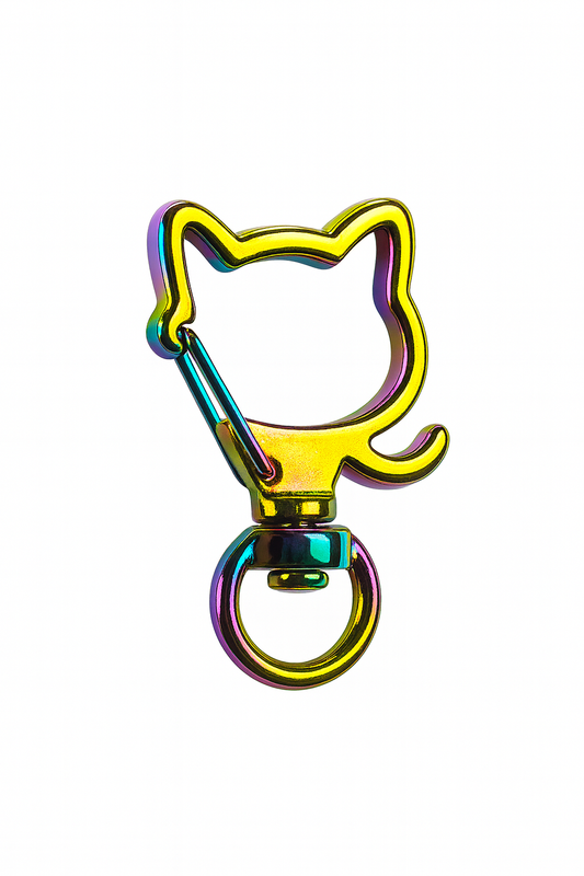 🐱 Regenbogenfarbener Katzen-Karabiner – Perfekt für Schlüssel, Taschen & DIY-Projekte