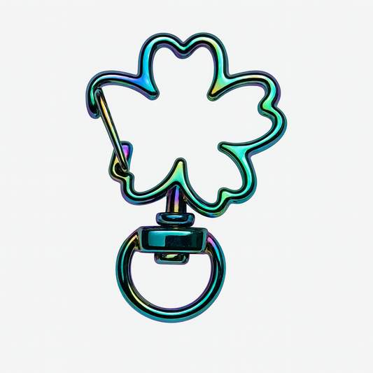 🌈 Regenbogen Kleeblatt Karabiner – Glücksbringer in schillernder Optik