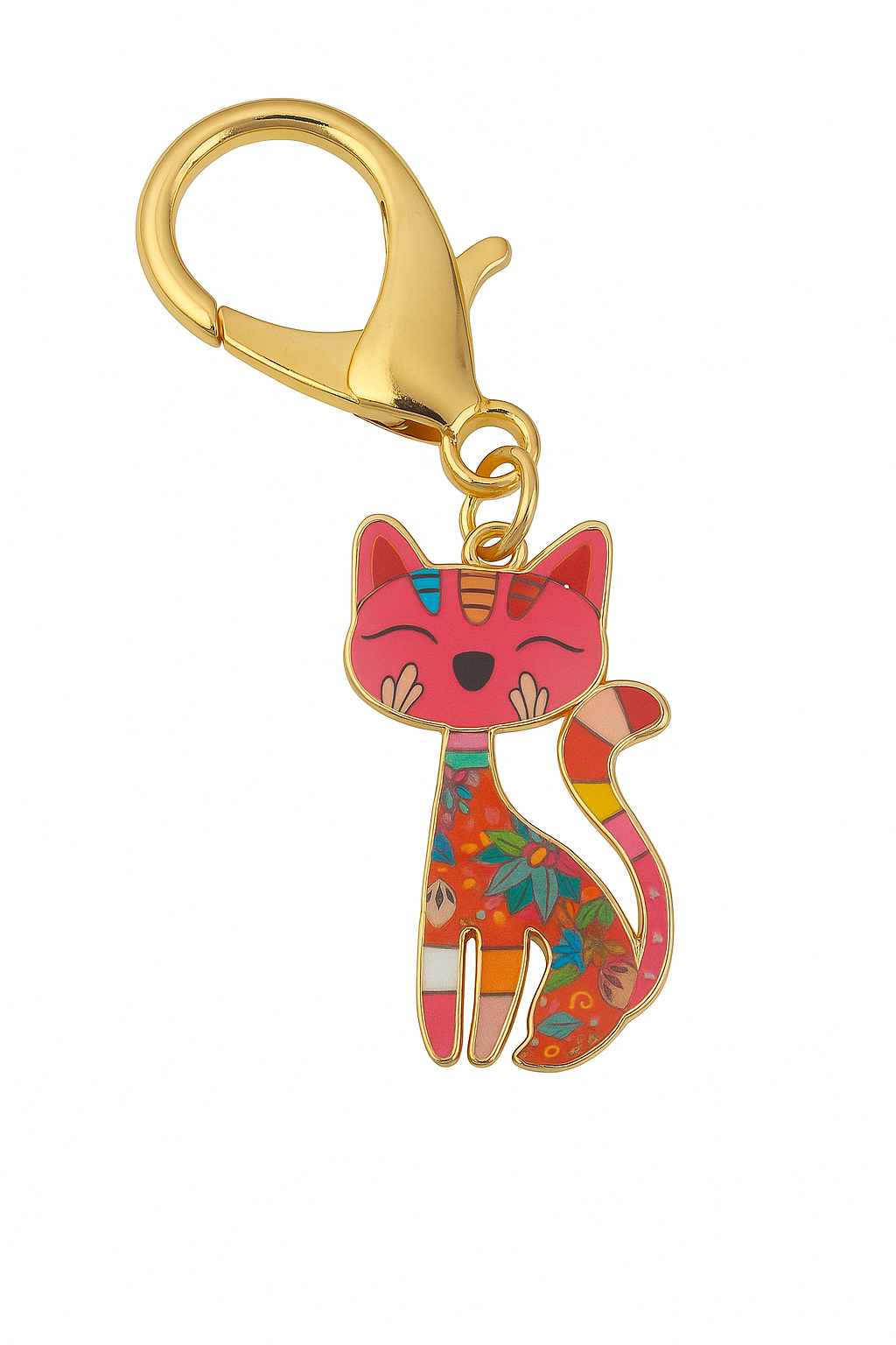 Bunter Katzen-Schlüsselanhänger – Emaille Design Accessoire