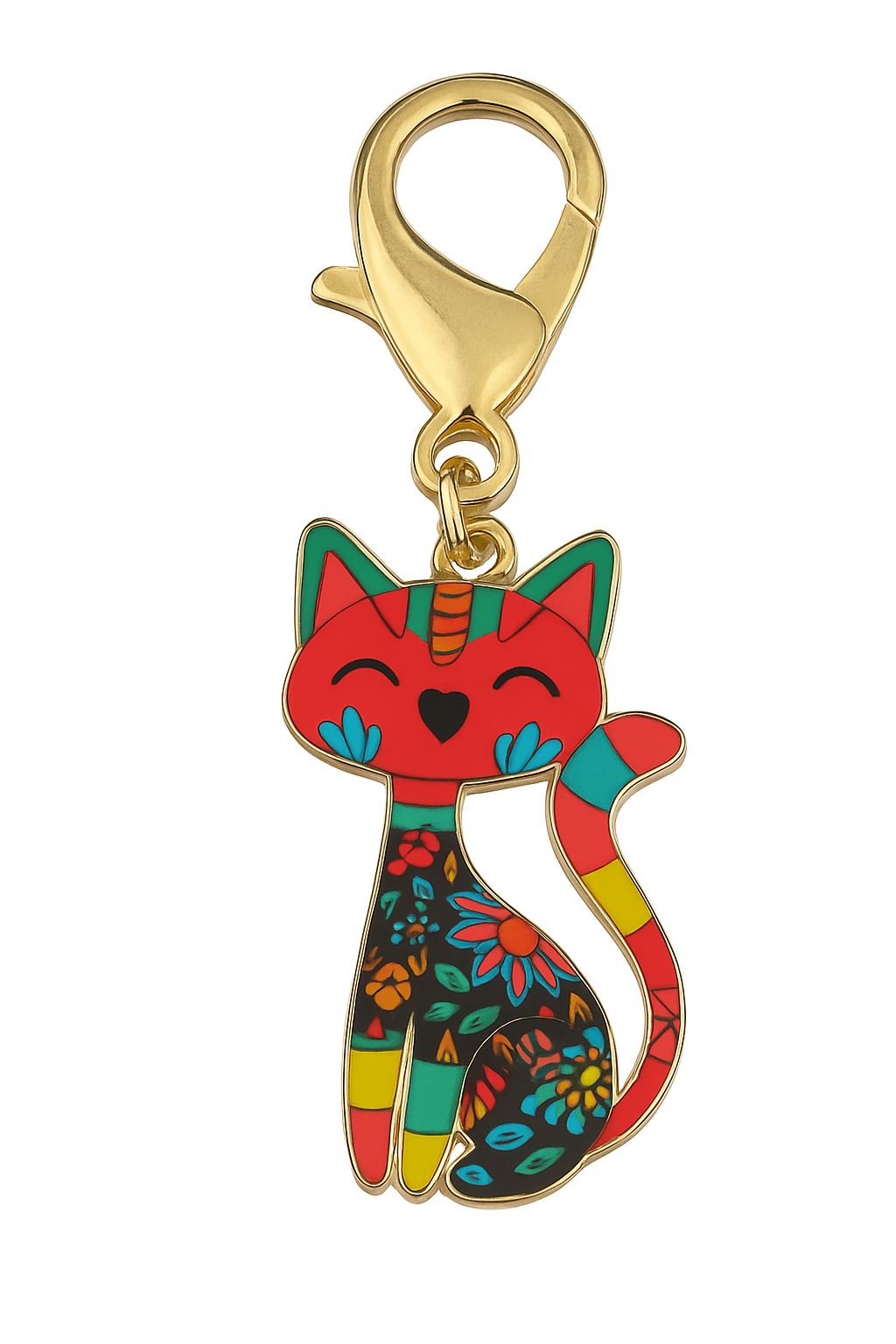 Bunter Katzen-Schlüsselanhänger – Emaille Design Accessoire
